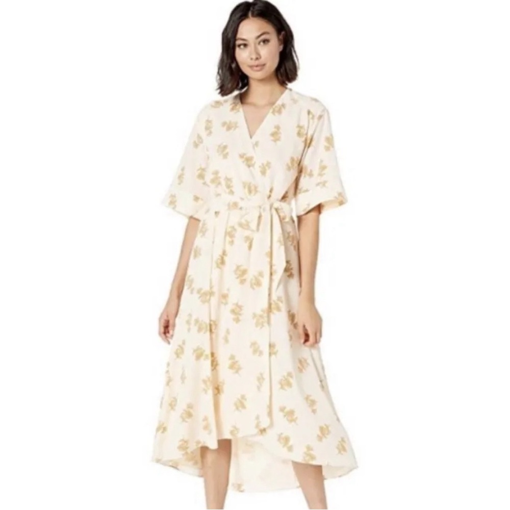 NWT Joie Frappe Floral Belted Kimono Midi Wrap Dress w/ Stencil Floral Print
